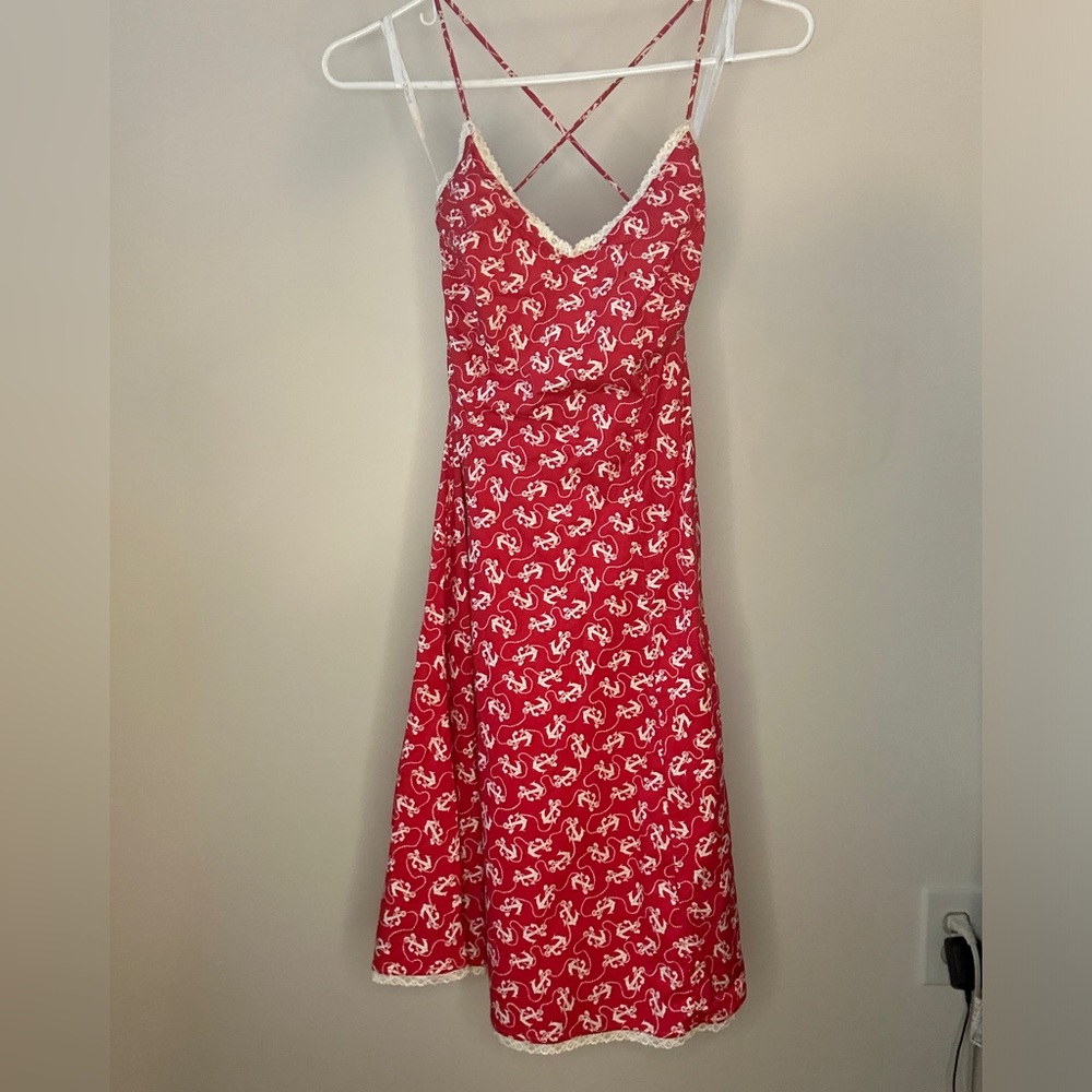 Betsey Johnson vintage stretch cotton anchor dress